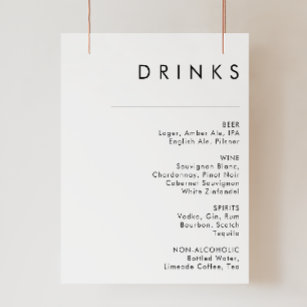 Poster Símbolo de Menu de Bebidas Casamentosas Minimalist