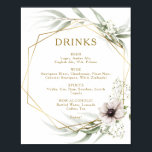 Poster Símbolo de Menu de Bebidas Geométricas Douradas Eu<br><div class="desc">Este cartaz de menu de bebidas geométricas de ouro eucalipto é perfeito para o seu elegante casamento de boho. Ele foi projetado com simples flores brancas boêmicas e roxas de anêmonas, com cores de água simplistas folhas verdes de sábado e molduras de ouro modernas de inverno. Com a combinação de...</div>
