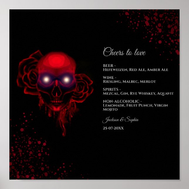 Poster Símbolo de menu de bebidas góticas com alma escura (Frente)