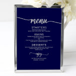 Poster Símbolo de Menu de Casamento Marinho Silver Azul<br><div class="desc">Um simples cardápio de caligrafia. Eu ofereço um serviço de personalização gratuito,  se você tiver perguntas ou solicitações especiais,  por favor,  sinta-se à vontade para me contactar.</div>