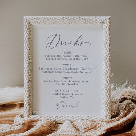 Poster Símbolo de Menu Dose de Casamento Azul Delicado Du