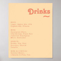 Símbolo de Menu Drinks de Casamento de Creme Laran