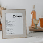 Poster Símbolo de Menu Moderno de Letra Retroativa de Beb<br><div class="desc">Este moderno cartaz de cardápio de bebidas para casamentos é perfeito para a sua única e simples recepção de casamento de verão da Boêmia da Trendy. A inscrição é um na moda preto, fonte chic 70's boho que dá a este design clássico vibração mínima hippie hippie. Você pode adicionar seus...</div>