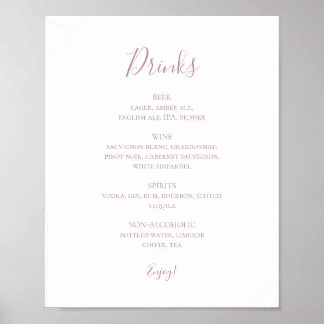 Poster Símbolo de Menu Simples Elegante de Bebidas de Cas (Frente)