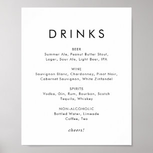 Poster Símbolo de Menu Típico Típico Drinks de Casamen