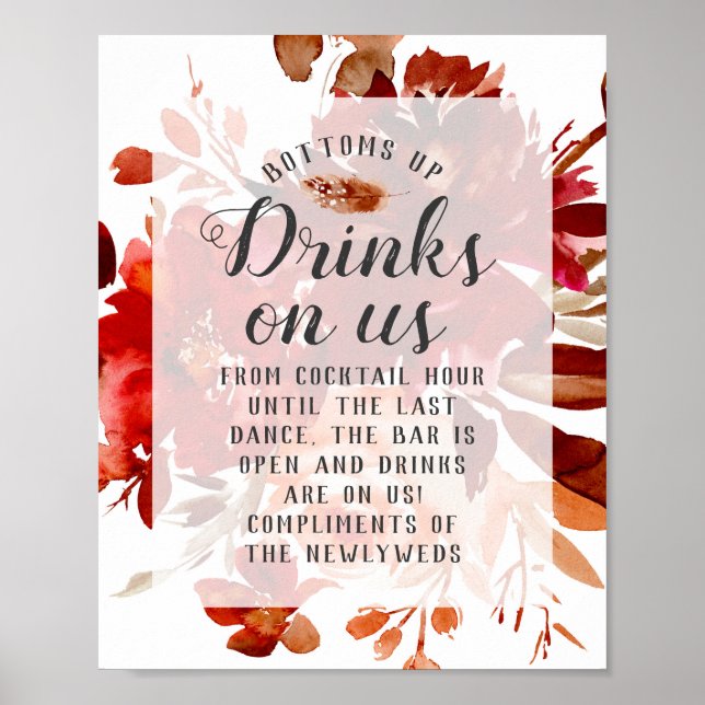 Poster Símbolo de Mesa Aberta de Beleza Floral Enquadrada (Frente)