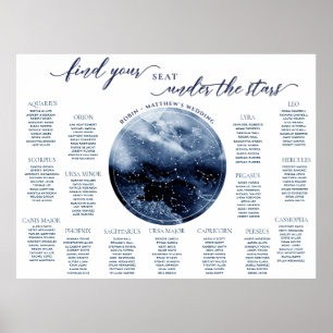 Poster Símbolo de Mesa de Aquarela Azul e Branco