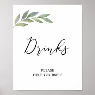 Poster Símbolo de Mesa de Bebida Casamento Verde de Olive