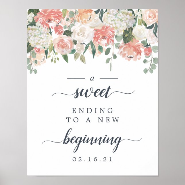 Poster Símbolo de Mesa do Deserto Floral de Casamento do  (Frente)