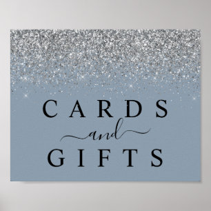 Poster Símbolo de Mesa Dusty Blue & Silver Cards & Gifts