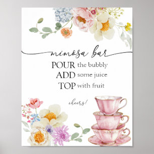 Poster Símbolo de Mimosa em Teacups de Flores Selvagens e