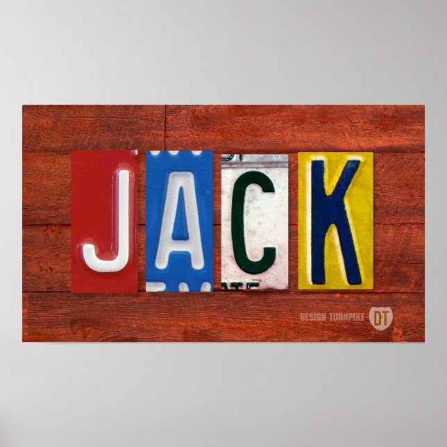 Pôster Símbolo de nome de letra da placa de licença JACK  (Frente)