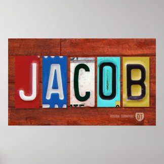 Poster Símbolo de nome de letra de placa de licença JACOB