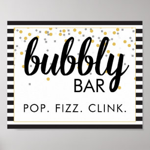 Poster Símbolo de Partido Bar Borracha Preto e Dourado