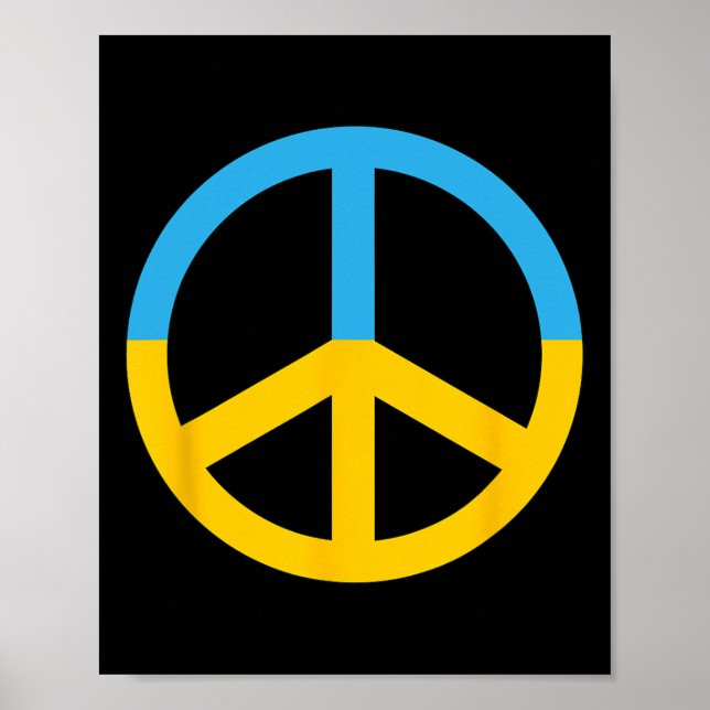 Poster Símbolo De Paz Com As Cores Da Bandeira Da Ucrânia (Frente)