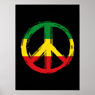 Poster Símbolo de paz com cores reggae
