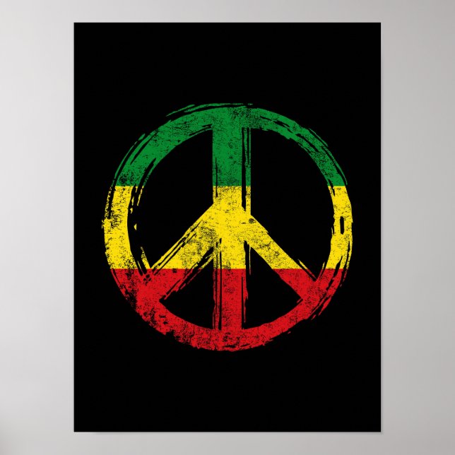 Poster Símbolo de paz com cores reggae (Frente)