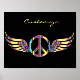 Poster Símbolo de Paz Hippie Winged Thunder_Cove