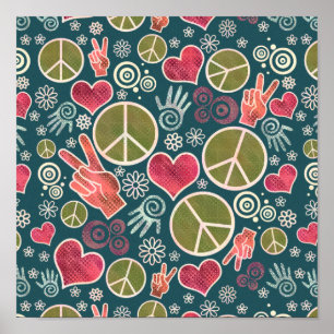 Pôster Símbolo de Paz Hipster Pacifismo Sinal Design