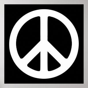 Poster Símbolo de paz preto e branco