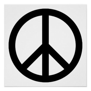 Pôster Símbolo de Paz Preto Retrô