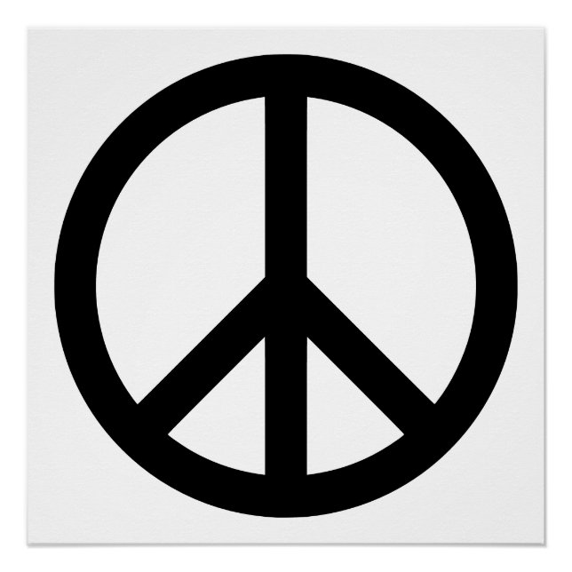 Pôster Símbolo de Paz Preto Retrô (Frente)