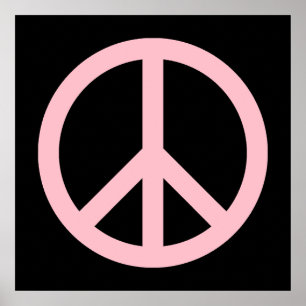 Poster Símbolo de paz rosa e preto