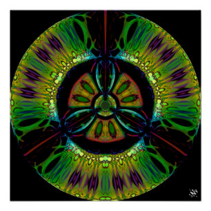 Pôster Símbolo de perigo biológico psicodélico (ou o que