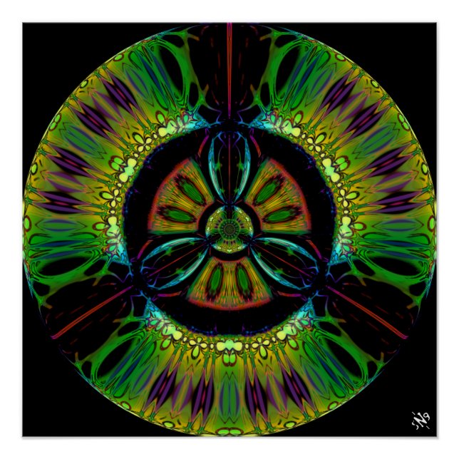 Pôster Símbolo de perigo biológico psicodélico (ou o que  (Frente)