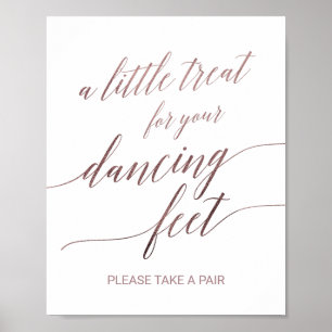 Poster Símbolo de Pés de Dança de Caligrafia Dourada Eleg