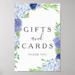 Poster Símbolo de presentes e cartões azul Hydrangea<br><div class="desc">Ajude seus hóspedes a encontrar facilmente a mesa de presente com este lindo cartaz!</div>