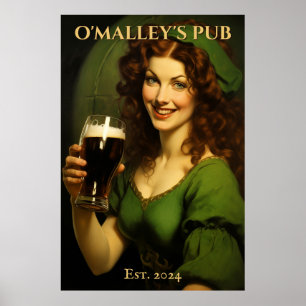 Poster Símbolo de Pub Irlandês Personalizado Rua, Dia d