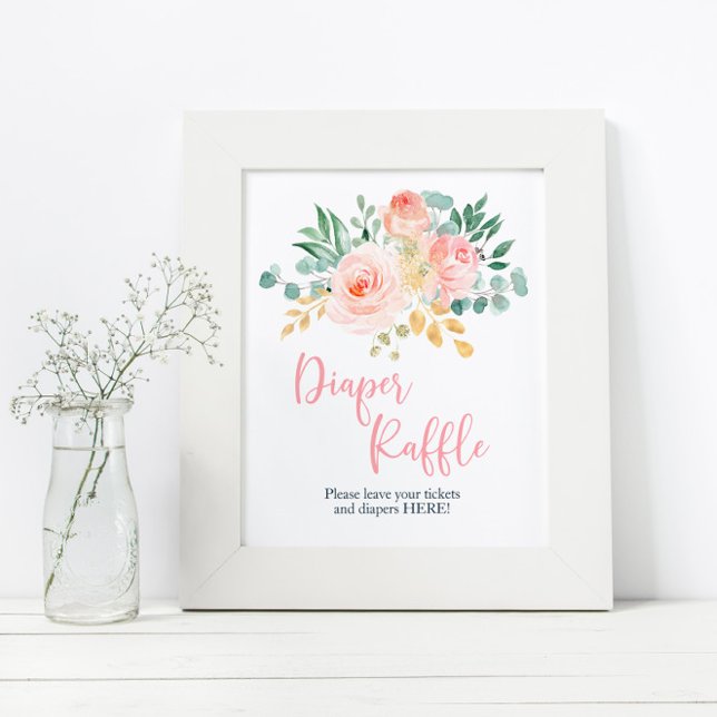 Poster Símbolo de Raffle Chá Floral Rosa Blush (Criador carregado)