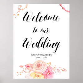 Poster Símbolo de Recepção de casamento Floral Elegante 1