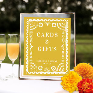 Poster Símbolo de Recepção de casamento Picado amarelo qu