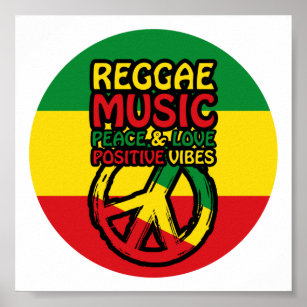 Poster Símbolo de Reggae e Paz com citações positivas