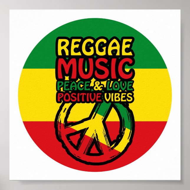 Poster Símbolo de Reggae e Paz com citações positivas (Frente)