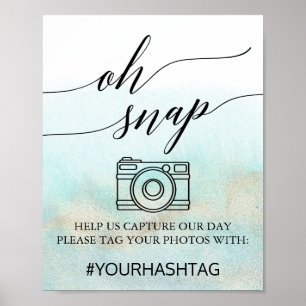 Poster Símbolo de snap do Aqua and Dourado Watercolor Be