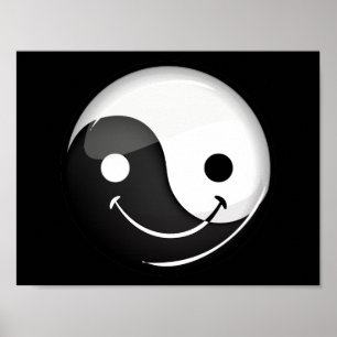 Pôster Símbolo de sorriso redondo lustroso de Yin Yang