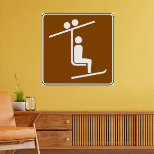 Poster Símbolo de Teleférico Rústico Ícone de Esportes de