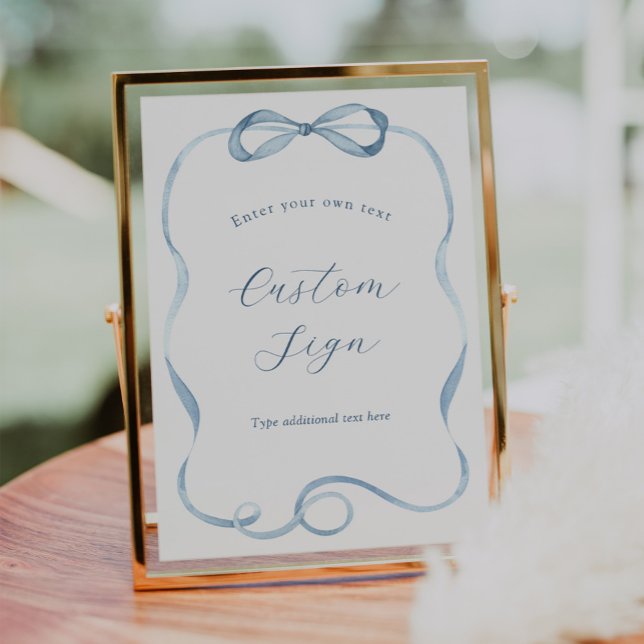 Poster Símbolo de Texto Personalizado do Arco Azul e Fita (Criador carregado)