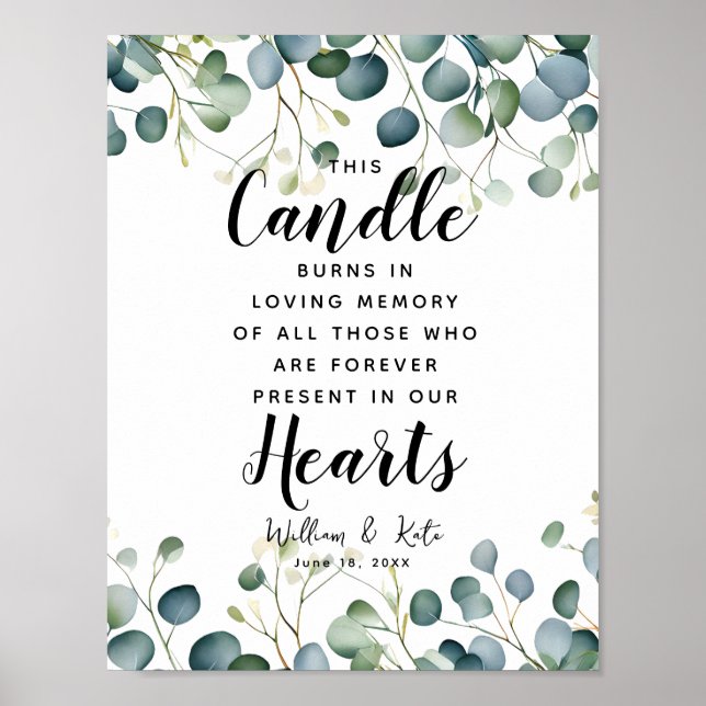 Poster Símbolo de vela de memória de folha Eucalyptus: ca (Frente)