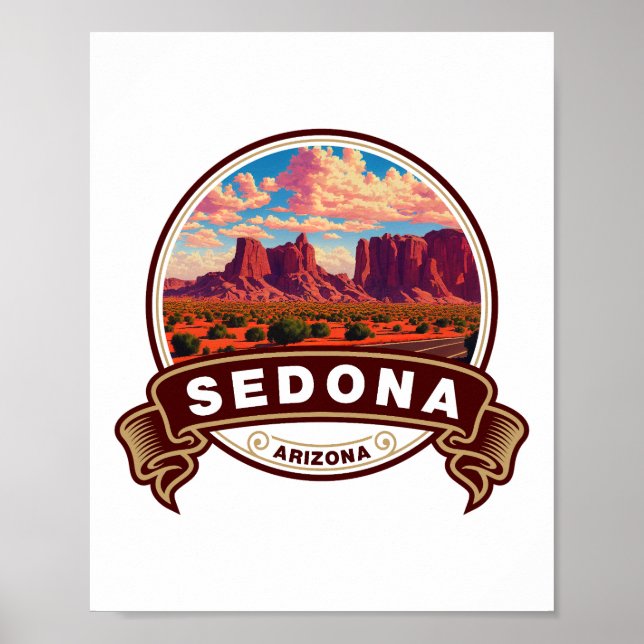 Poster Símbolo de viagem colorido de Sedona Arizona (Frente)