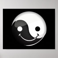 Símbolo de Yin Yang sorridente redondo brilhante
