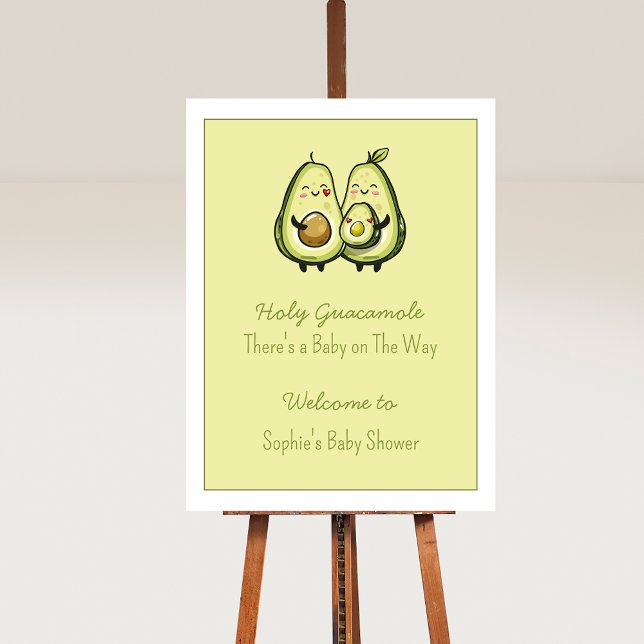 Poster Símbolo do Chá de fraldas Guacamole Avocado (Avocado Baby Shower Party Sign)