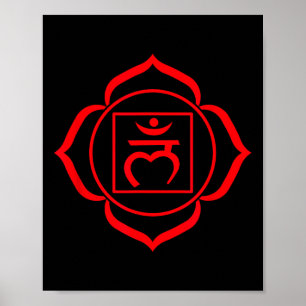 Poster Símbolo do Chakra Raiz Vermelho Muladhara Iogue Yo