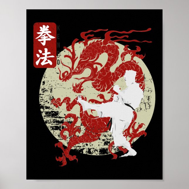 Poster Símbolo do Dragão Kenpo Karate (Frente)