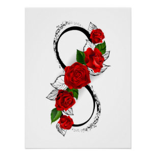 Pôster Símbolo do Infinito com Rosas Vermelhas