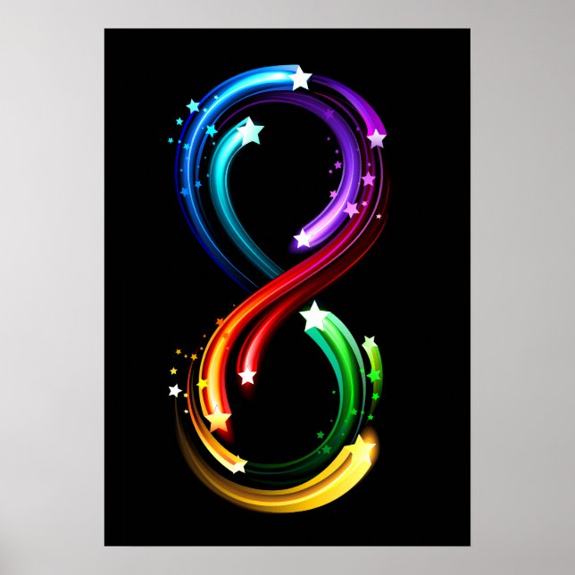Poster Símbolo do infinito de cometas arco-íris (Frente)