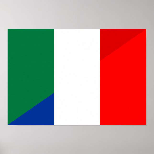 Poster simbolo do país com bandeira da frança itália (Frente)